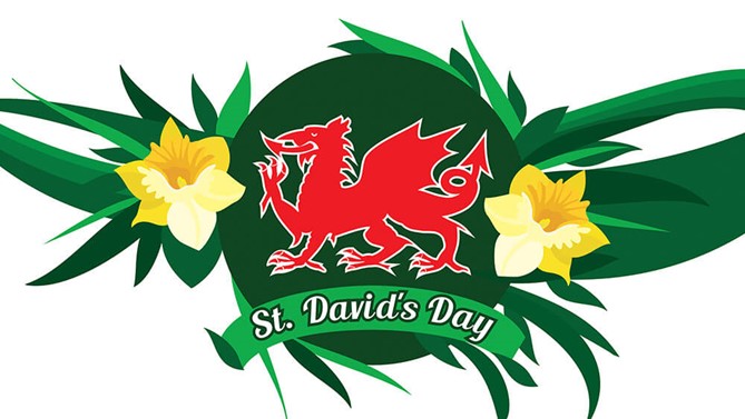 Dydd Gŵyl Dewi Hapus (dee-the goil De-wi ha-peece)  or 
Happy St David's Day to all our Welsh friends and families