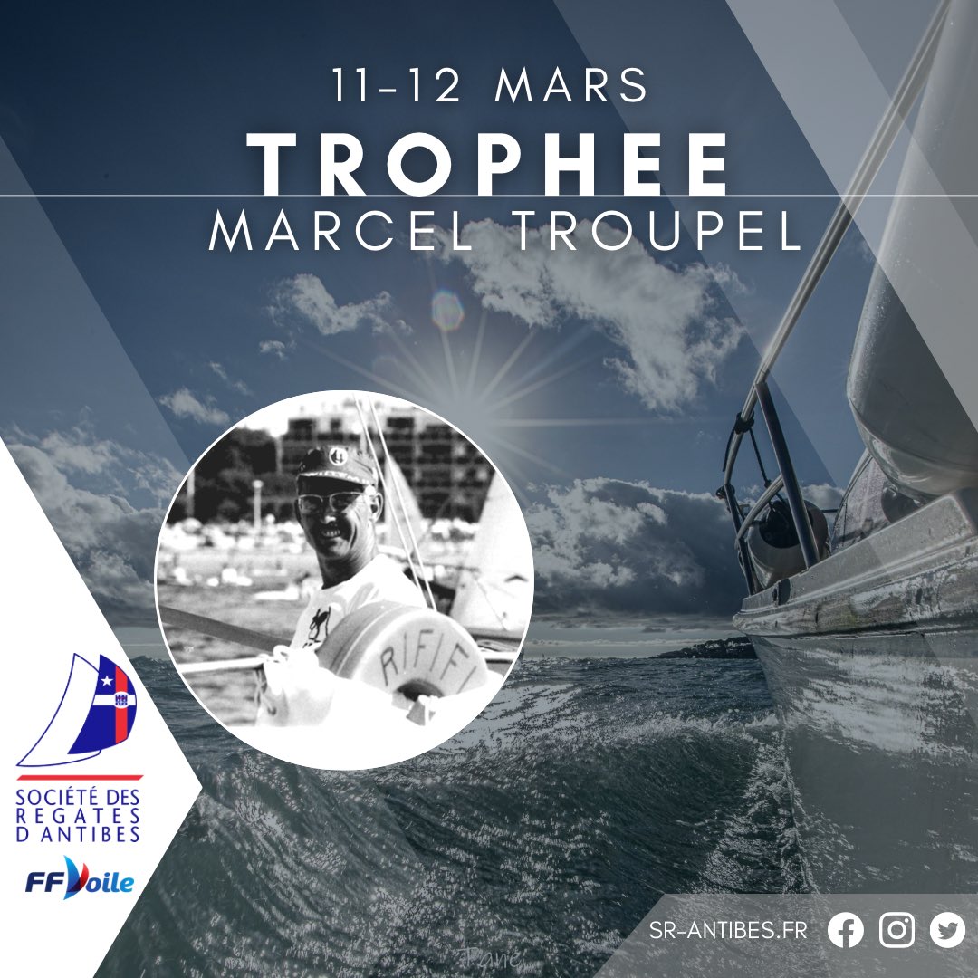 [ REGATE ] Le Trophée Marcel Troupel se tiendra les 11 et 12 Mars 2023. 
📌 L’Avis de Course et les Inscriptions sont disponibles sur notre site 
👉🏻 bit.ly/3kxFzho