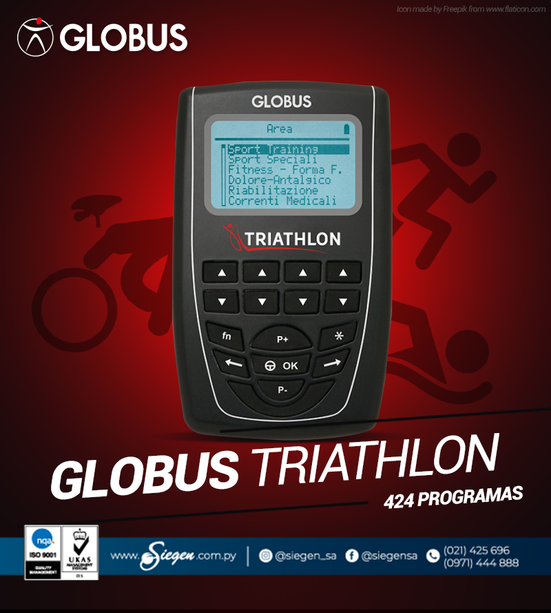¡TODO EN UNO!
El Globus #Triathlon es el electroestimulador diseñado para cubrir las exigencias de los tres deportes.

Adquirilo en nuestra tienda online, store.siegensa.com