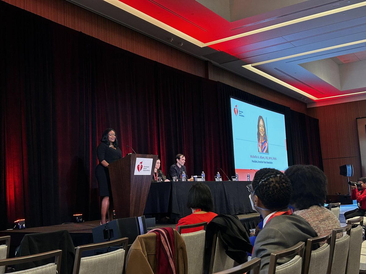 ShutongDu's tweet photo. #EPILifestyle23 opening session is today! Dr. Michelle A. Albert is giving the presidential remarks on implementing scientific knowledge for healthy hearts. @AHAMeetings @American_Heart https://t.co/rso9UJwi3G