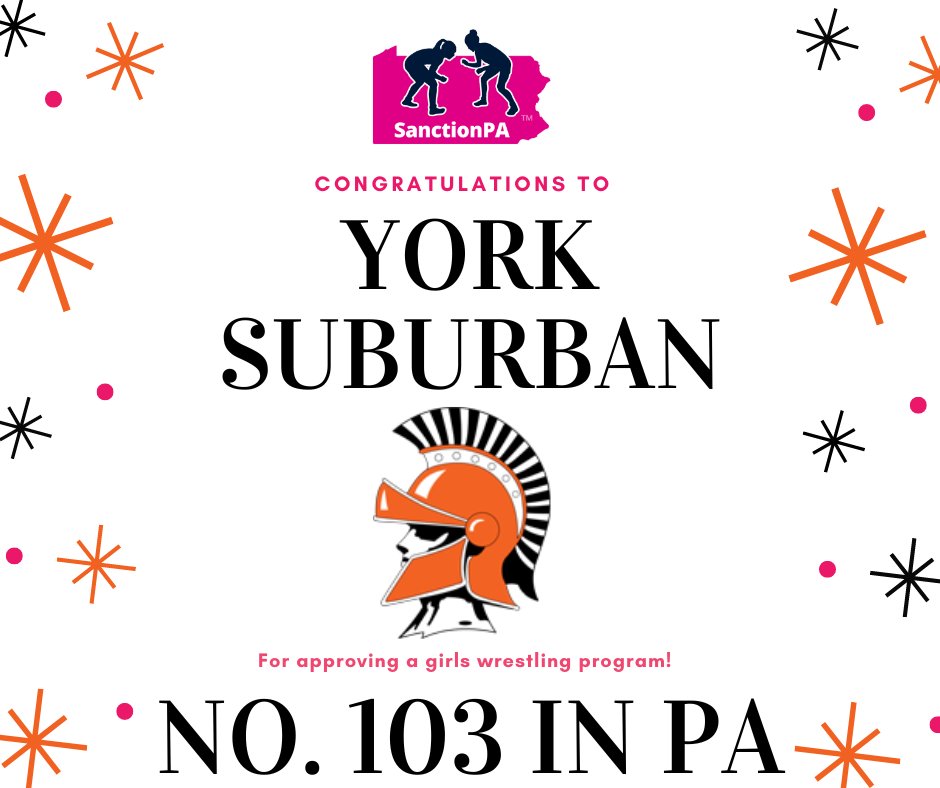 PA_GirlsWrestle's tweet image. Congrats to @YorkSuburbanHS for starting a girls wrestling team!  Keep the momentum going! #SanctionPA @YorkSuburban @PAPowerWrestle @PA_wrestling @YSAthletics