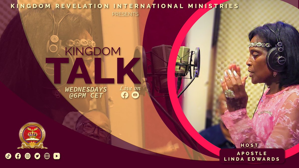 KINGDOM TALK

Hosted By Apostle Linda Edwards
6pm CET

#krimstg
#kingdomtalk 
#kingdomfamily 
#kingdommission
#kingdomtime