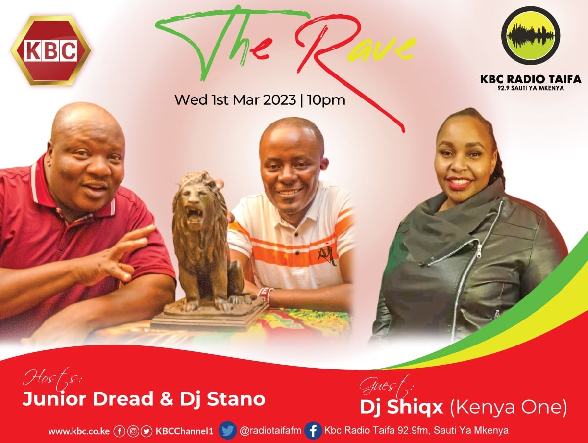 #TheRaveKbc going live from 10pm. Radio meets Tv. 
<a href="/juniordreadd/">junior dreadd</a> &amp; <a href="/StanoDj/">Dj Stano</a> pon di case. Na leo tuko na guest Serah Munyua (Dj Shiqx Kenya One). 
#ReggaeMusicSoNice