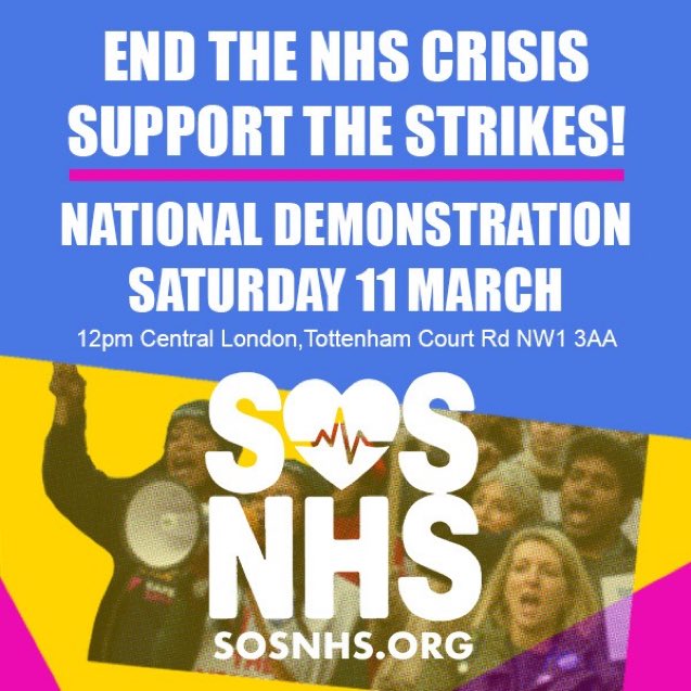 Midwives care about mothers, babies and families but this government doesn’t - support the strikes &amp; our call for a properly funded NHS!

#SOSNHSDEMO 

Join healthcare workers in solidarity on the 11th March