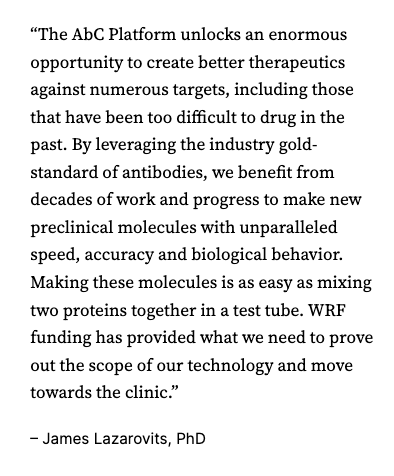 UWproteindesign's tweet photo. .@wrfseattle  has just awarded a commercialization grant to two of our researchers, James Lazarovits and George Ueda, who are developing their “plug and play” Antibody Cage (AbC) Platform. 

Learn more: https://t.co/JmIfhotgqn https://t.co/7XLqceNvNb