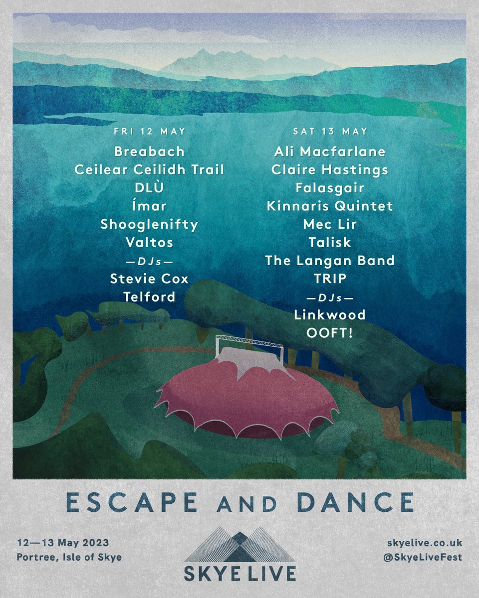 Hello! 💥 

Day Tickets are now on sale for Skye Live 2023 🎟 

Over 75% of tickets are now sold for the Festival, so don't hang about.

Tickets — skyelive.co.uk/tickets