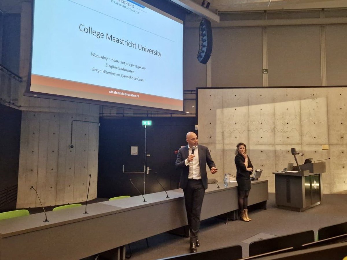 “Terug naar waar het ook ooit voor ons begon” 

Serge Weening en Sjanneke de Crom gaven vandaag college over het strafrecht aan studenten van Maastricht University.