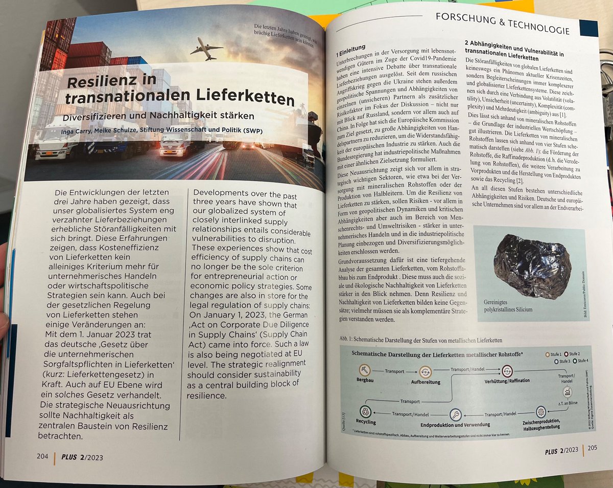 #Nachhaltigkeit ist ein zentrales Element von #Lieferketten Resilienz, Transparenz eine Voraussetzung für effektives Risikomanagement &amp; letztendlich auch für #Versorgungssicherheit. @MeikeShlz und ich haben dazu einen Beitrag in der Fachzeitschrift Plus verfasst  @leuzeverlag