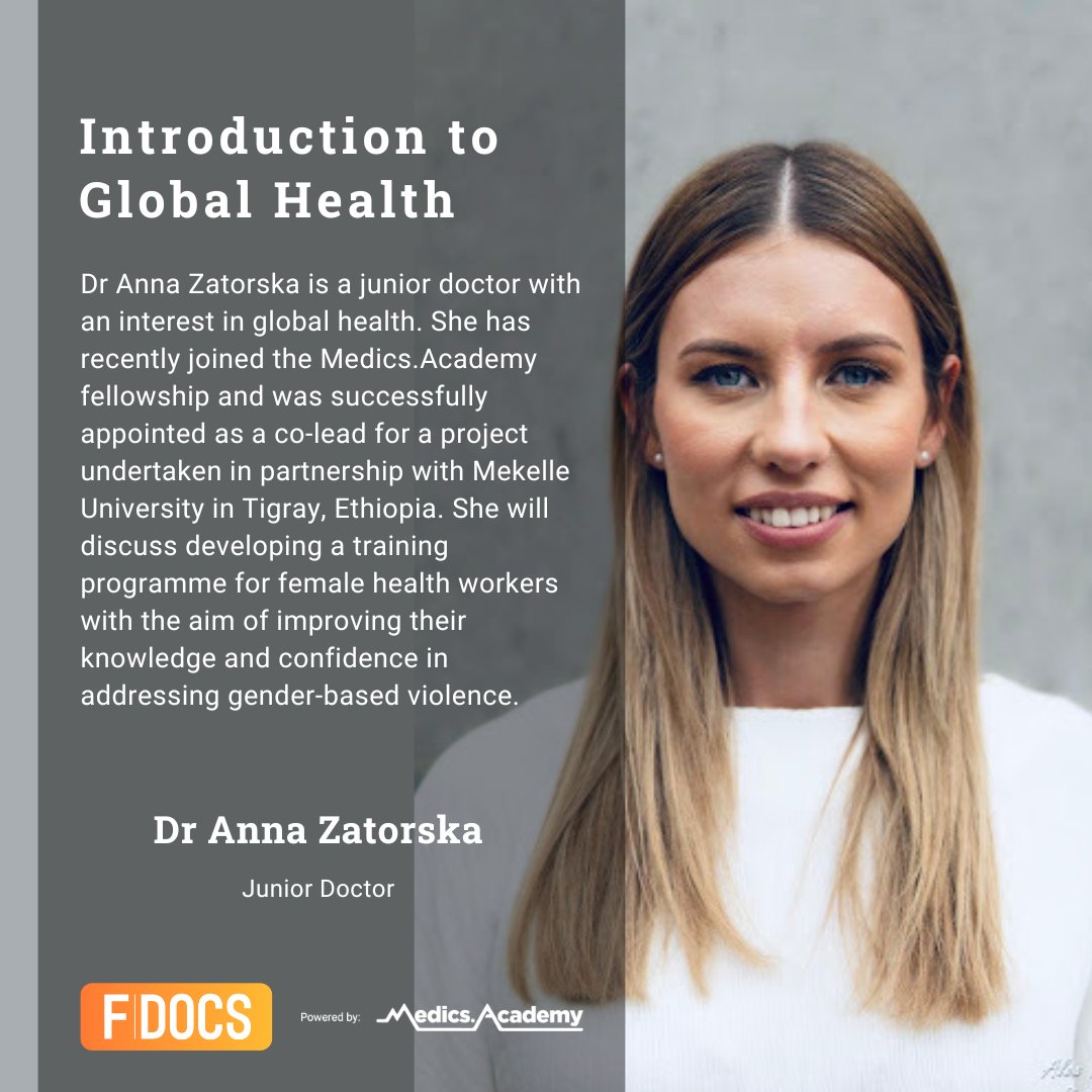 Join us for our Introduction to Global Health virtual session with Dr Anna Zatorska and Dr Yemisi Agbesanwa on the 28th of March at 19:00 BST! 

Sign up now and get a certificate to add to your portfolio before your ARCP

Sign up here: ow.ly/lgbW50N6hRV

#fdocs #fdocsplus