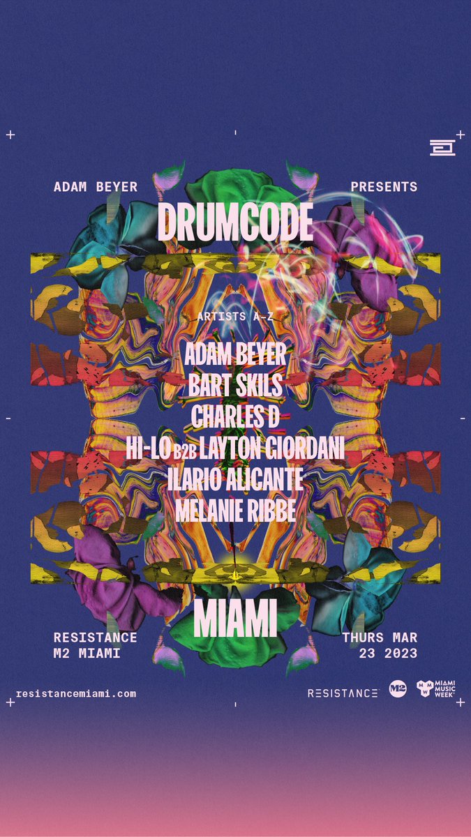 ! ! ! Miami ! ! ! 

Can’t wait to party with y’all with the @drumcoderecords crew @M2_Miami_ for the opening night of @resistance on 3/23 - you don’t want to miss this one ! Absolutely buzzing to be a part of this event ! #drumcode4life 

resistancemiami.com/tickets/march-…