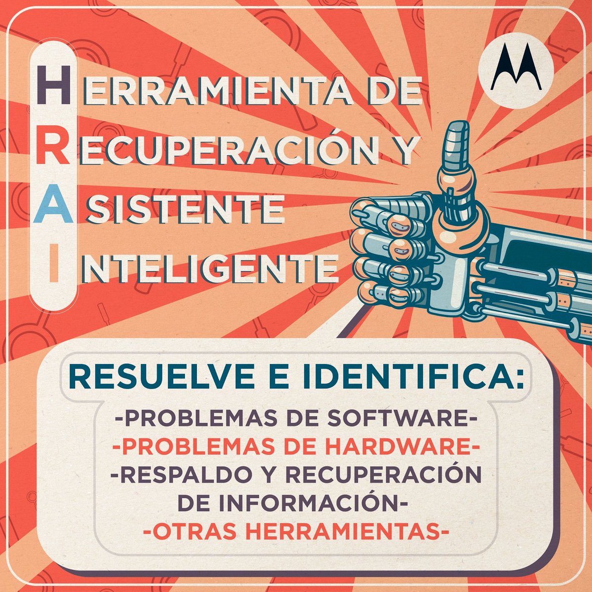 Nuestra Herramienta de Recuperación y Asistente Inteligente (HRAI) puede ayudar a diagnosticar y resolver problemas con tu teléfono Motorola. Encuentra más información aquí: lnv.gy/3JDepji