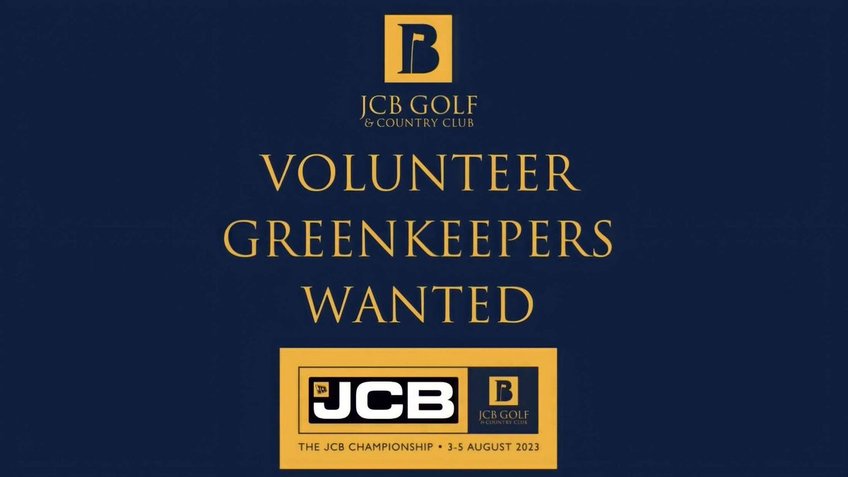 Jack Wellings (@jackwellingss) on Twitter photo After a successful Championship in 2022, we are once again looking for volunteer greenkeepers to help us for the JCB Championship 2023. 
For more information feel free to message or email: Katie.jordan@jcb.com
<a href="/JCBGolfCC/">JCB Golf & Country Club</a> <a href="/JCBChampionship/">JCB Championship</a> 
β³οΈπ After a successful Championship in 2022, we are once again looking for volunteer greenkeepers to help us for the JCB Championship 2023. 
For more information feel free to message or email: Katie.jordan@jcb.com
<a href="/JCBGolfCC/">JCB Golf & Country Club</a> <a href="/JCBChampionship/">JCB Championship</a> 
β³οΈπ