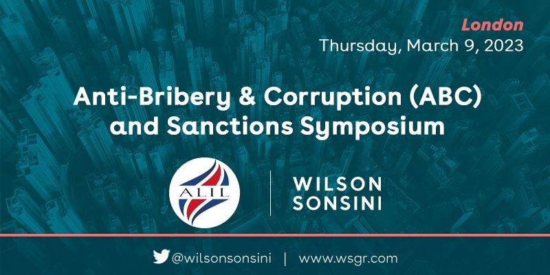 Next week, Anna Bradshaw will join Mike Casey and Tarek Helou (<a href="/wilsonsonsini/">Wilson Sonsini</a>) and <a href="/mayaejlester/">Maya Lester KC</a> (@brickcourt) to host an anti-bribery &amp; corruption and sanctions symposium in London.

Register: wsgr.com/en/events/anti…