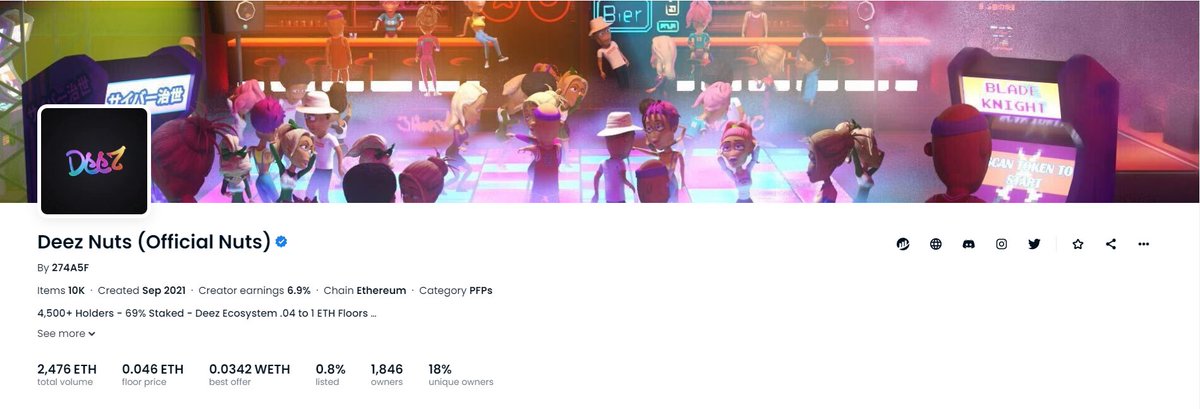 People holding on to their <a href="/DeezNutzNFT/">Deez NFTs 🥜</a> like its their own nuts 🥜🥜. Some cool stuff being developed. When breeding with <a href="/Laydeeznft/">Laydeez</a> starts there will be a war to get some loaded nuts. Only 86 of 10000 nuts listed. you know what that means right.. #NFT #NFTs #NFTcommunity #ETH