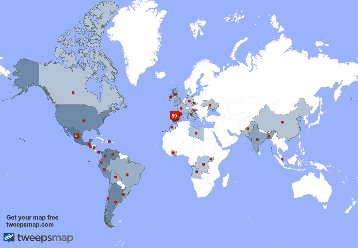 Mis seguidores viven en España(60%),México(8%),Colombia(5%) y más tweepsmap.com/!KausaMkt