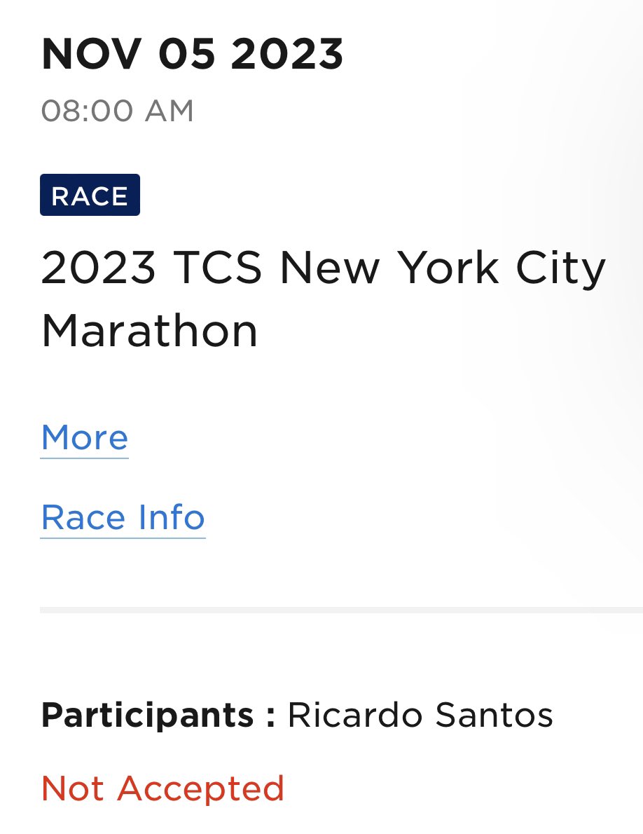 Duele saber que tienes el potencial y la disciplina de lograr cosas chingonas y que por un sorteo aleatorio no puedas hacerlo, pero a seguir dandole! Algún día… ☝🏻
Chicago ❌
New York❌

#newyorkmarathon