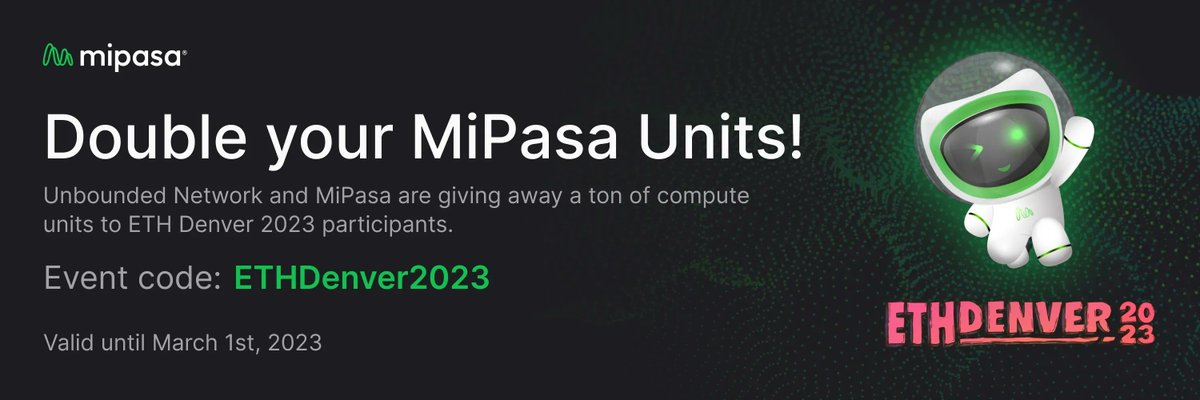 For all the BUIDLers at #ETHDenver2023, especially those who need more compute and storage, use the ETHDenver2023 referal code and continue to have fun during #BUIDLWeek