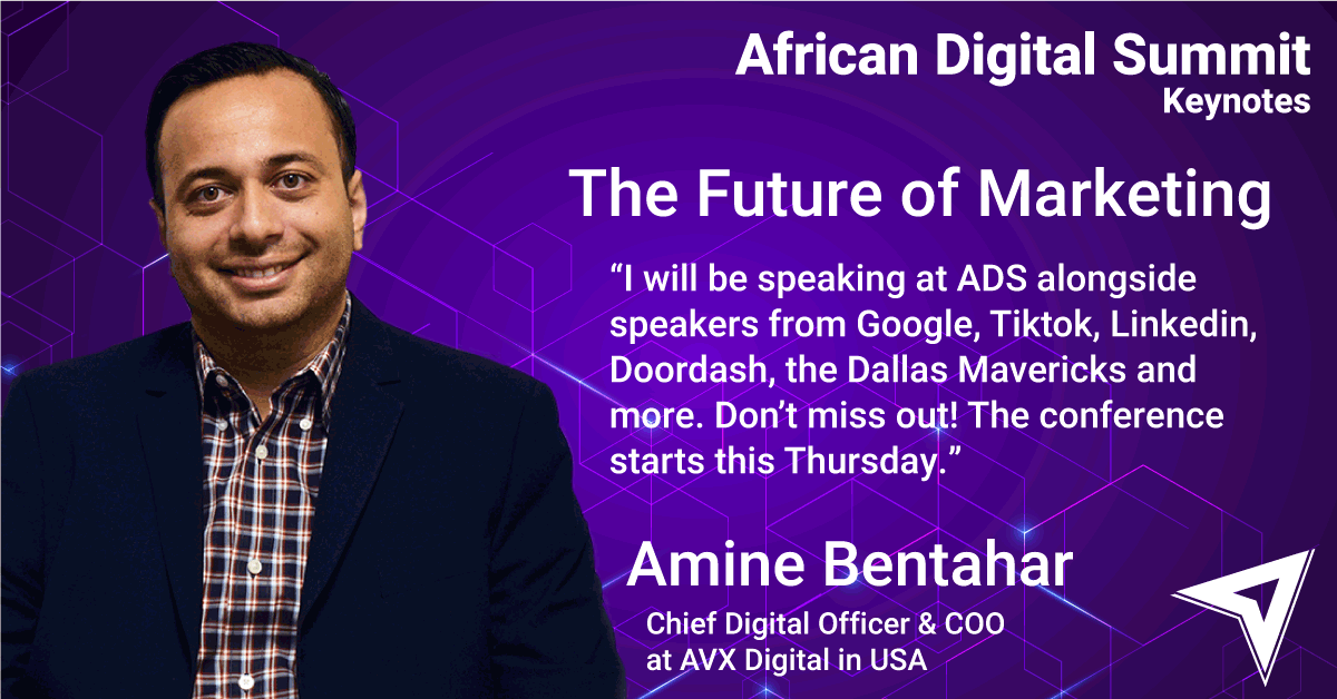 avx_digital's tweet photo. AVX's very own Chief Digital Officer &amp; COO Amine Bentahar will be speaking at the African Digital Summit starting this Thursday! Get the inside scoop by clicking this link👉  https://t.co/s1UvVW58A9

#AVXDigital #KeynoteSpeaker #COO #AfricanDigitalSummit #MarketingConference https://t.co/pISbtQ3lQw