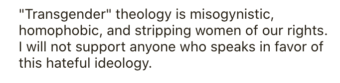Going through my Patreon exit surveys, and this one was really something. Since this word salad comment makes no sense, let me clarify my position: Trans rights are human rights and not a threat to me in any way, and I prefer that those who think otherwise don't support my work.