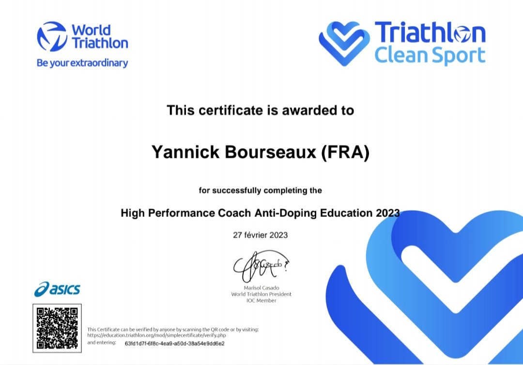 ✅️ Mise à jour de mes connaissances en matière de "prévention - dopage" 😊
✅️ Update of my anti-doping knowledge 😊

<a href="/wada_ama/">WADA</a> <a href="/AFLD_France/">AFLD</a> 
#francjeu 
<a href="/worldtriathlon/">World Triathlon</a> <a href="/FFTRI/">FFTRI - Fédération Française de Triathlon</a> <a href="/Sports_gouv/">Ministère des Sports 🇫🇷</a> #CleanSport