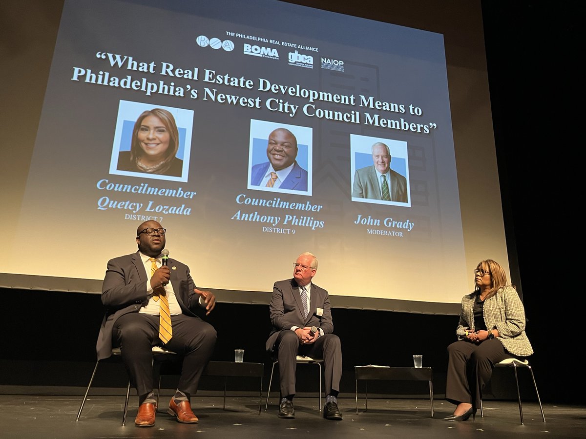 Yesterday we welcomed Councilmembers @LozadaQuetcy and @PhillipsDist9, Moderator @GradyJS and keynoter @Matt_Stitt for a wide-ranging look at the coming elections and what’s next in real estate policy in Philadelphia as part of #PREA’s Town Hall.  #NAIOPPHL #PhillyCRE