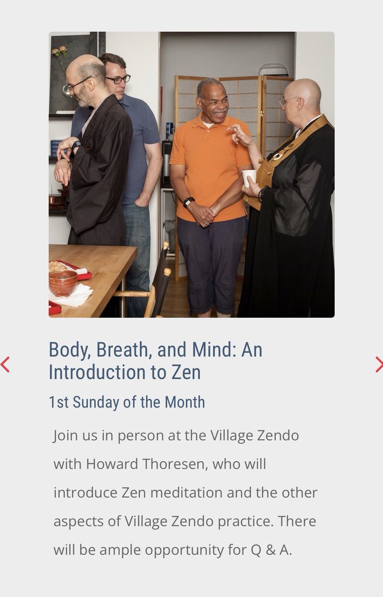 Sunday, March 5—Body, Breath, and Mind: An Introduction to Zen. Join us in person at the Village Zendo with Howard Thoresen, who will introduce Zen meditation and the other aspects of Village Zendo practice. There will be ample opportunity for Q &amp; A. villagezendo.org/events/body-br…