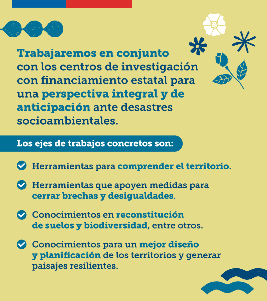 Hoy conformamos la primera Mesa de Ciencia y Conocimiento para la Recuperación, junto a los 15 centros de investigación del país 🇨🇱 con el objetivo de implementar políticas públicas de prevención, mitigación y recuperación frente a desastres socioambientales. #PlanDeRecuperación
