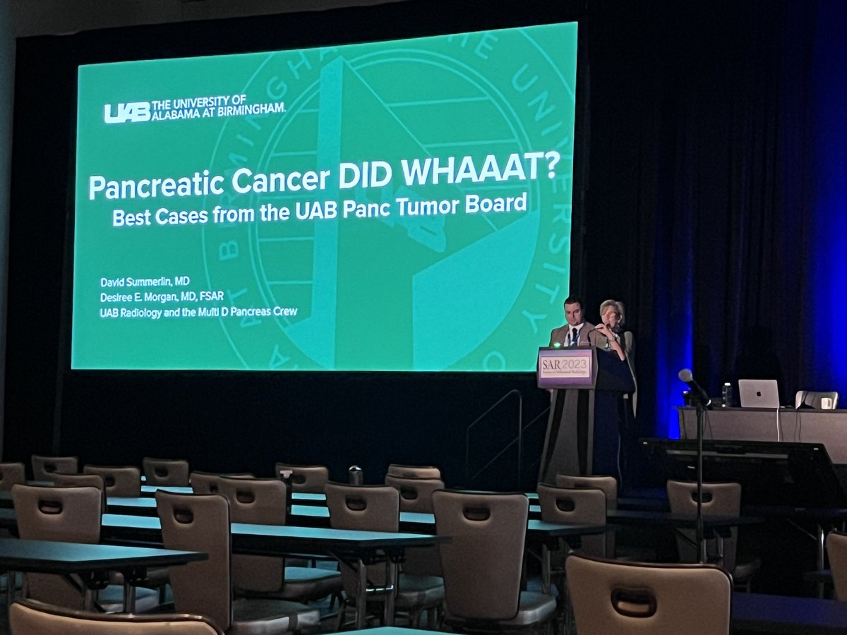 Happening now: colleagues (& friends) @desireembham and David Summerlin educating us on pancreatic cancer cases that make you say “do WHAT!?” - as we say in Alabama 😝

#radiology #radres #SAR23 #SAR2023
