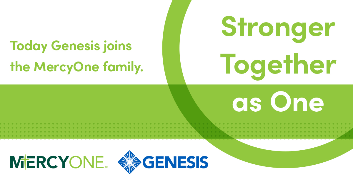 It’s official! Genesis Health System is now part of MercyOne! This milestone signifies Genesis and MercyOne’s shared commitment to enhance access to high-quality health care across Eastern Iowa and Western Illinois. Read > genesishealth.com/news/genesis-h…