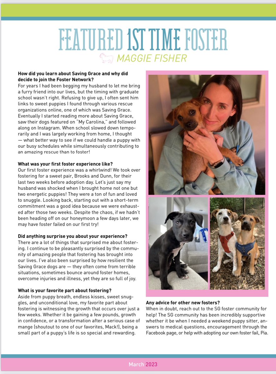 Enjoying my 15 minutes of fame after being featured in <a href="/SavingGraceNC/">Saving Grace Animals for Adoption</a>’s March edition of The Paw Print. Isn’t that the absolute best name for a dog rescue newsletter?! #DogsofTwittter