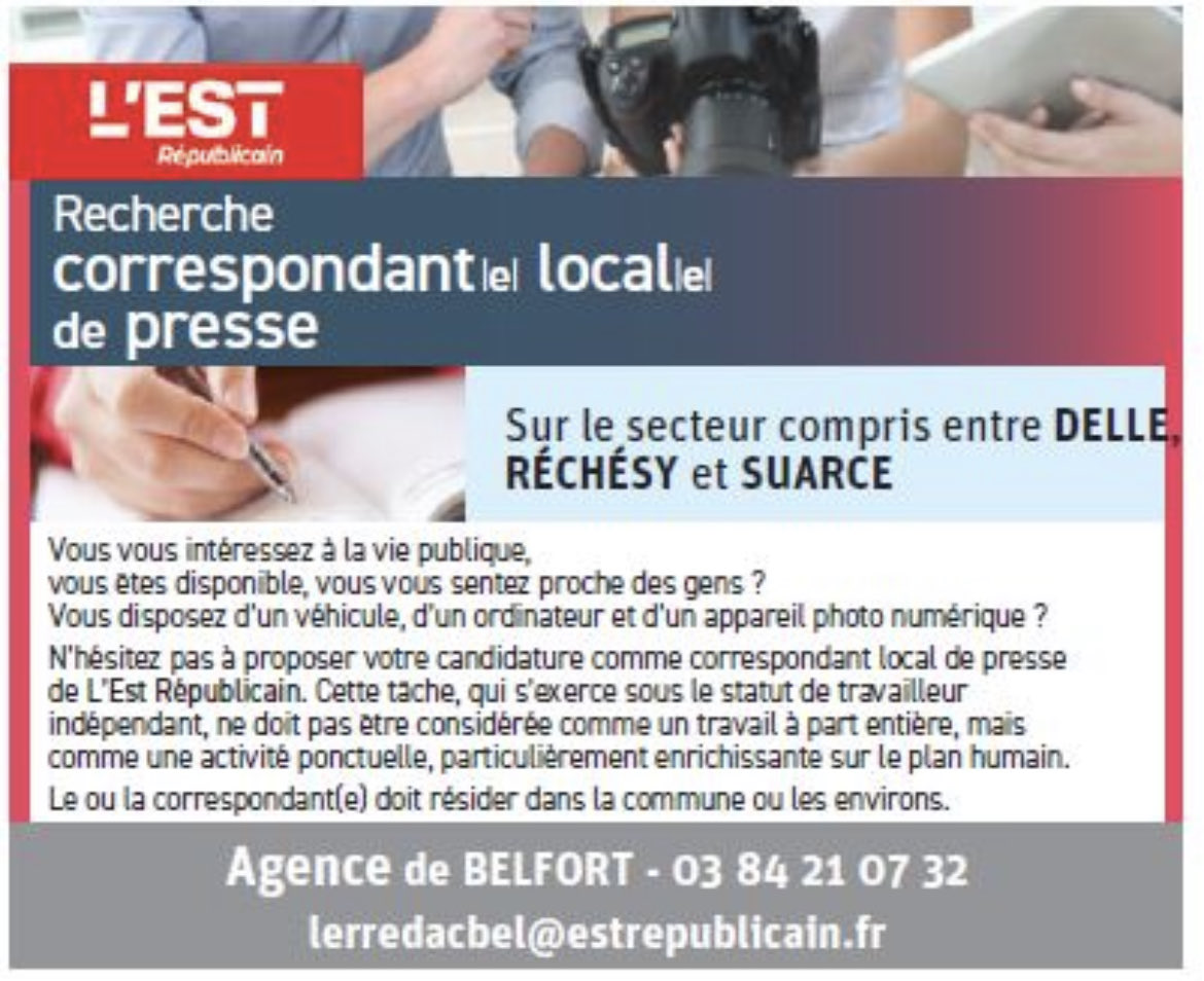 🚨🚨🚨Le #journal de #Belfort ⁦<a href="/lestrepublicain/">L'Est Républicain</a>⁩ ⁦<a href="/LEstRepBelfort/">L'Est Républicain Belfort</a>⁩ #recherche pour le secteur compris entre #Delle #Rechesy et #Suarce… 
#presse #FrancheComté #pqr #job indépendant