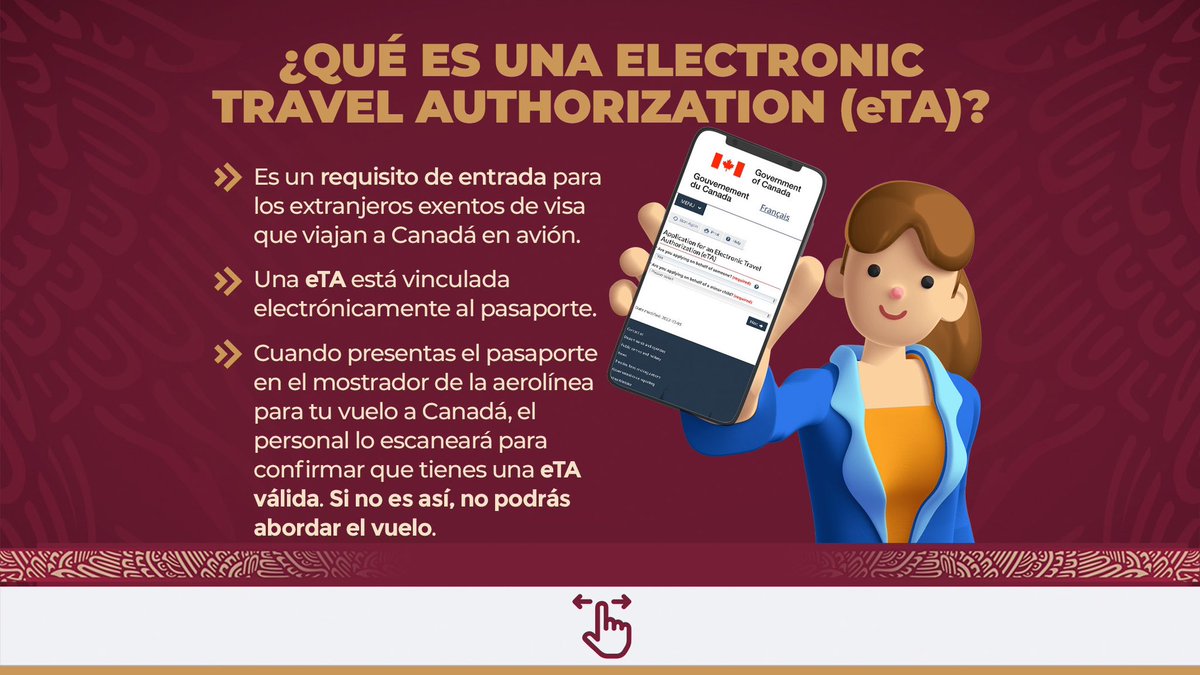 CarlosJoaquin's tweet photo. Recuerda que las y los mexicanos  no necesitamos visa para visitar #Canadá por motivos de turismo, negocios o tránsito, pero debemos solicitar la autorización electrónica de viaje (eTA) para ingresar a través de vuelos ✈️ comerciales. Aquí te explicamos de qué se trata: https://t.co/evxHaQfab1