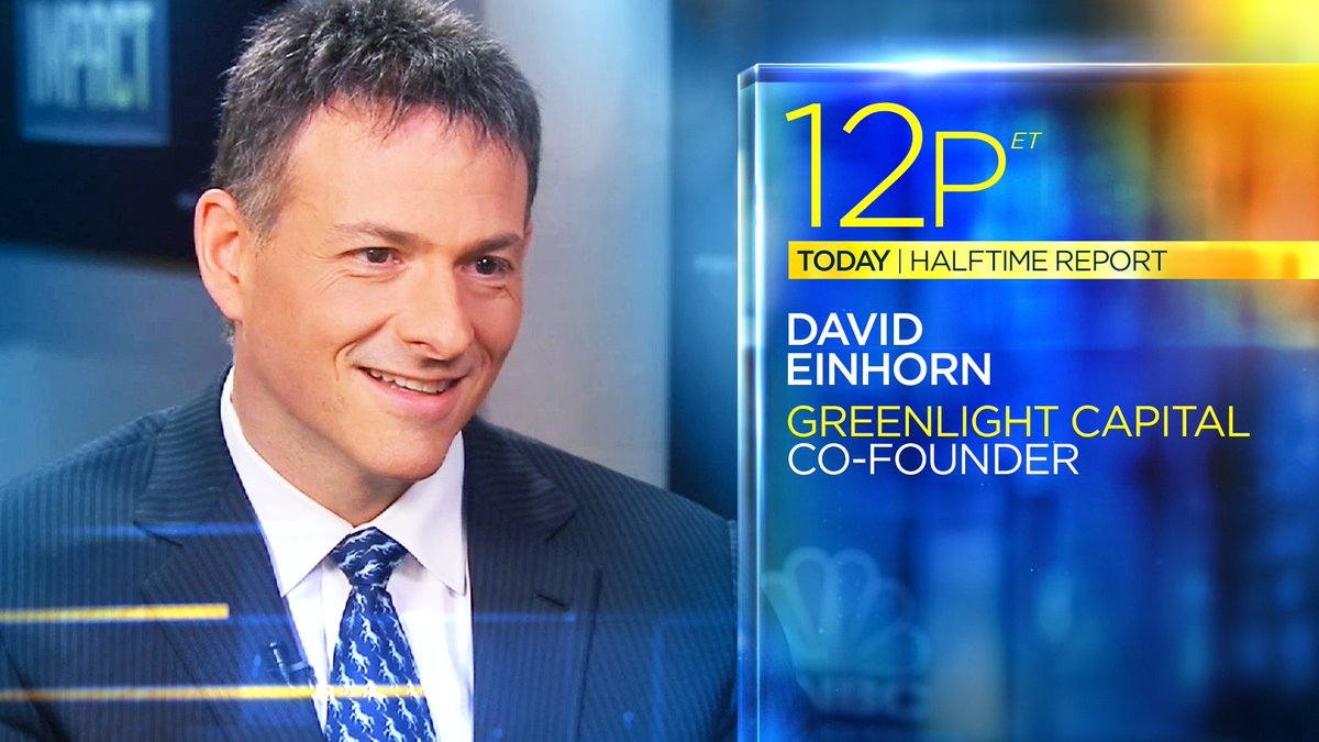 HalftimeReport's tweet image. TODAY at NOON: Don&apos;t miss Scott Wapner&apos;s #HalftimeExclusive interview with David Einhorn, Greenlight Capital Co-Founder