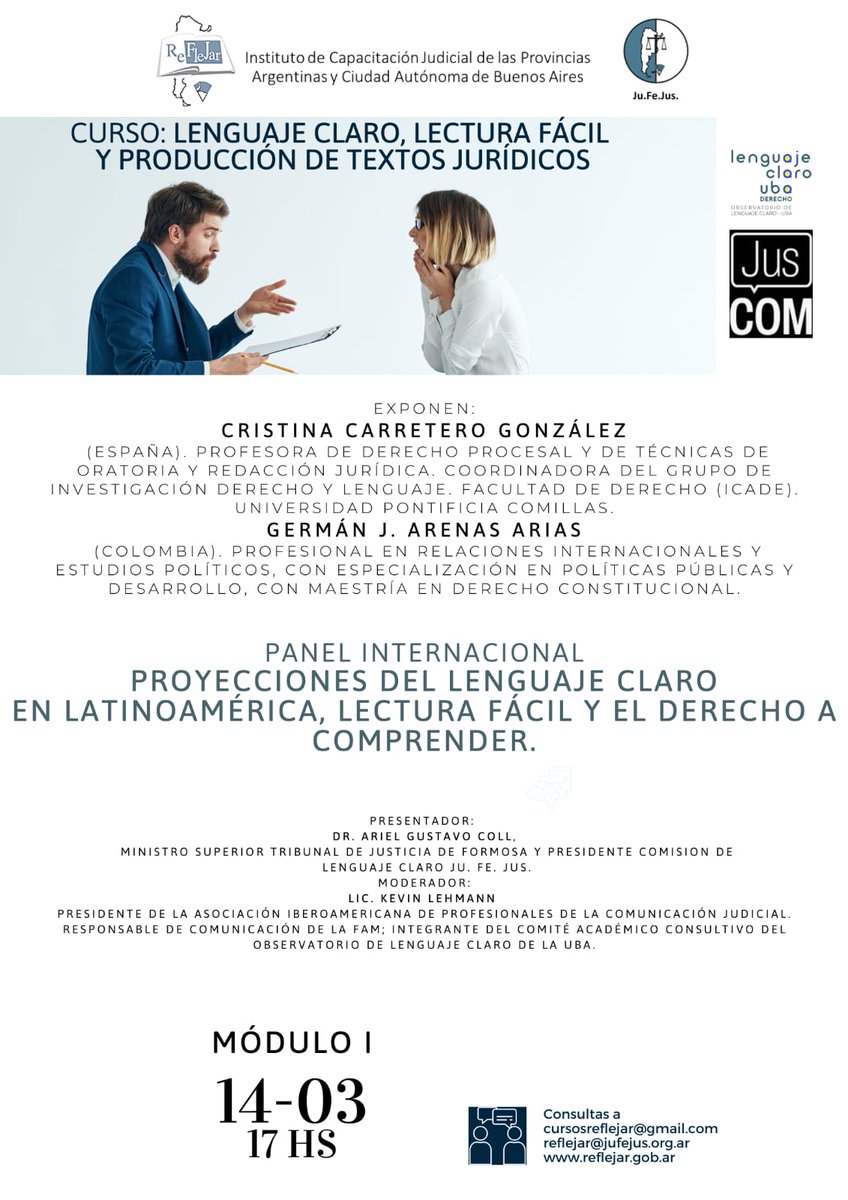 kevinlehmannr's tweet photo. Hay casi mil inscriptos para este encuentro memorable entre dos genios del Lenguaje Claro, Cristina Carretero y Germán Arenas. Imperdible!!
#lenguajeclaro #comunicaciónjudicial #poderjudicial #reflejar #JusCom https://t.co/XFnYZbJ65k