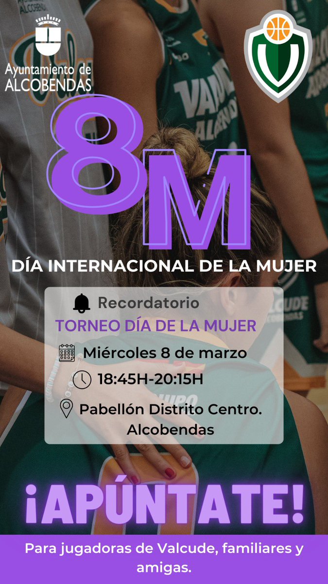ValcudeA's tweet photo. El próximo miércoles 8 de marzo, es el Día Internacional De La Mujer, y nosotros queremos celebrarlo de una manera especial.

Con nuestro TORNEO DÍA DE LA MUJER 💜.

Para jugadoras de Valcude, familiares y amigas. 

¡INSCRÍBETE! https://t.co/kzP38Mr5pF