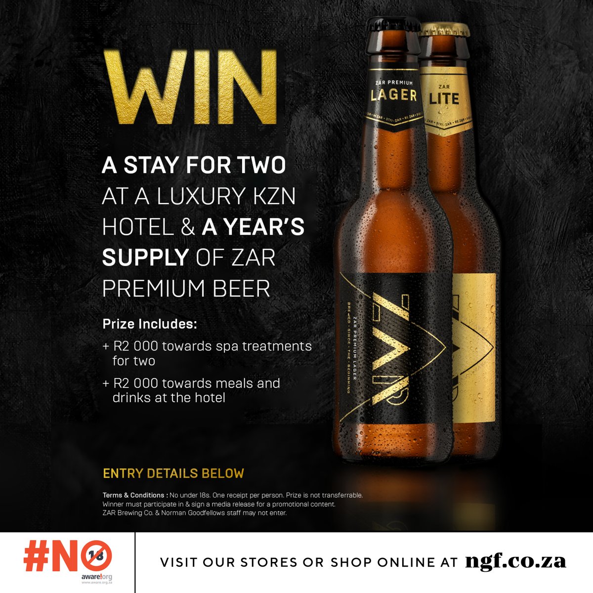 To celebrate the partnership between @ZarBrewingCo and @normangoodfello, we are giving you the chance to win an amazing stay for 2 at a luxury KZN hotel and a year’s supply of ZAR Premium Beer. 

Enter here - instagram.com/p/CpP-x9XqDiP/…

#WeAreZAR #NGF #SandtonSun #ZARPremiumLager