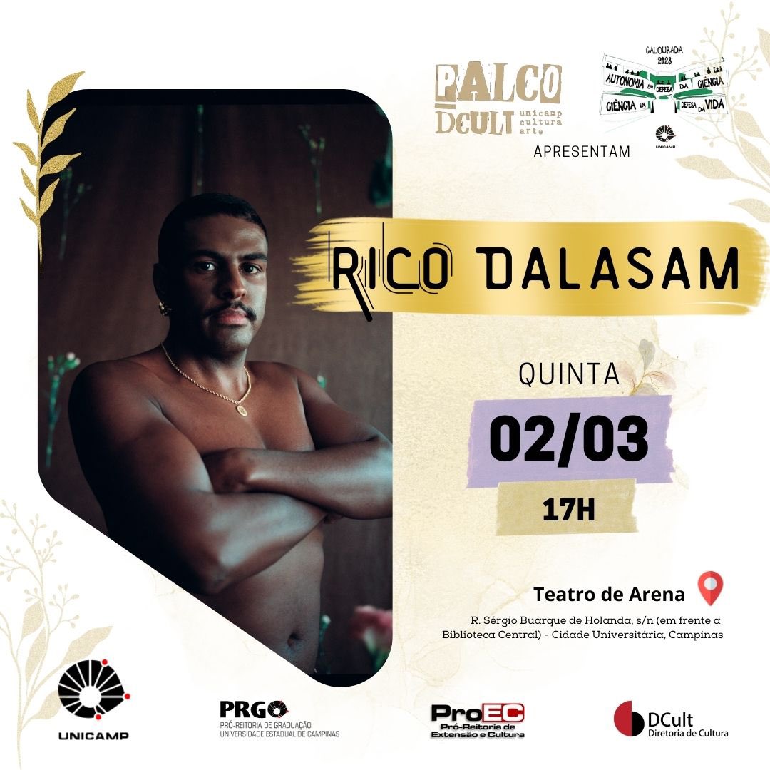 Rico Dalasam amanhã na Calourada da Unicamp. De Graça @AgendaUnicamp @unicampoficial @ricodalasam