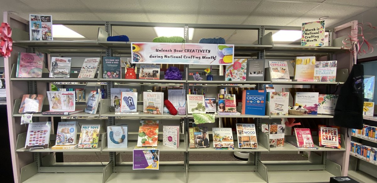 Happy #NationalCraftingMonth! Unleash your #creativity by picking up a new hobby from Robbinsville Branch's #crafting #bookdisplay.

#njlibraries #crafters #crafts #craftbooks #nonfiction #lovetocraft