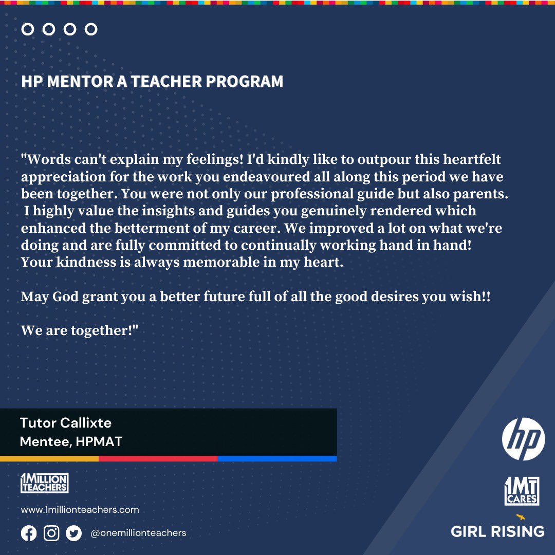 1MTeachers's tweet photo. "Words can't explain my feelings! I'd kindly like to outpour this heartfelt appreciation for the work you endeavoured all along this period we have been together."
Tutor Callixte KALISA.
1MT black belt, HPMAT 2.0 Mentee

Learn more: https://t.co/4hpHeADaMp https://t.co/qm7zqKSbaA