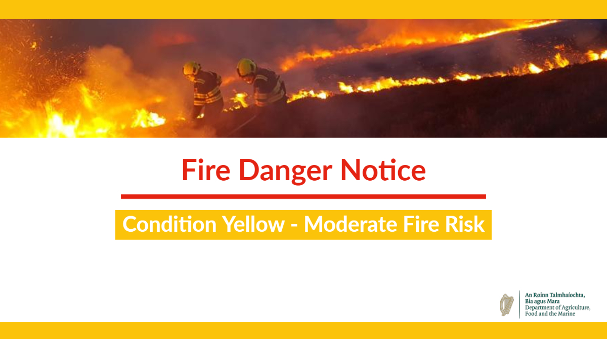 agriculture_ie's tweet image. 🚨🔥 #FireWarning 

Condition Yellow 🟡Moderate risk 🟡Be aware

🔥We have issued a Yellow Forest Fire Warning arising from weather patterns and expected level of risk.

ℹ️ Learn more on fire danger notices: gov.ie/en/publication…
