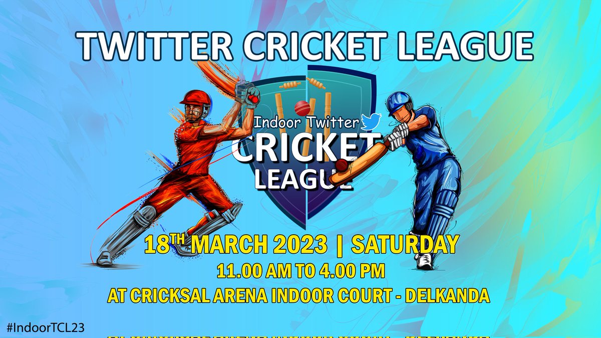 It's official... Reserve the date Tweeps 😎

🗓️ : 18th March
⏰ : 11:00am to 4:00pm
📌 : Cricksal Arena Indoor Court - Delkanda

Get ready with your teams. Registration  will happen soon.. 🤩

#IndoorTCL23🏏