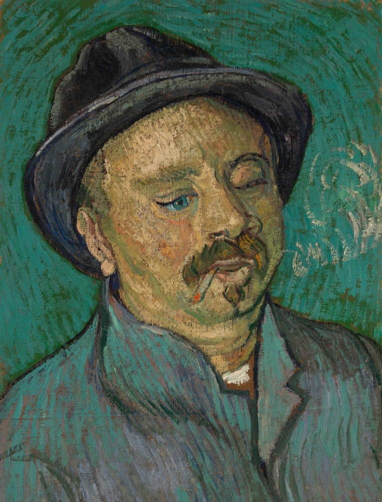 During his stay at a psychiatric clinic, Van Gogh made portraits of two of the other patients. As of this man, who has one eye shut. The man may have been blind in one eye or have had an eye disease. 

🌻 Vincent van Gogh, Portrait of a One-Eyed Man (1889)