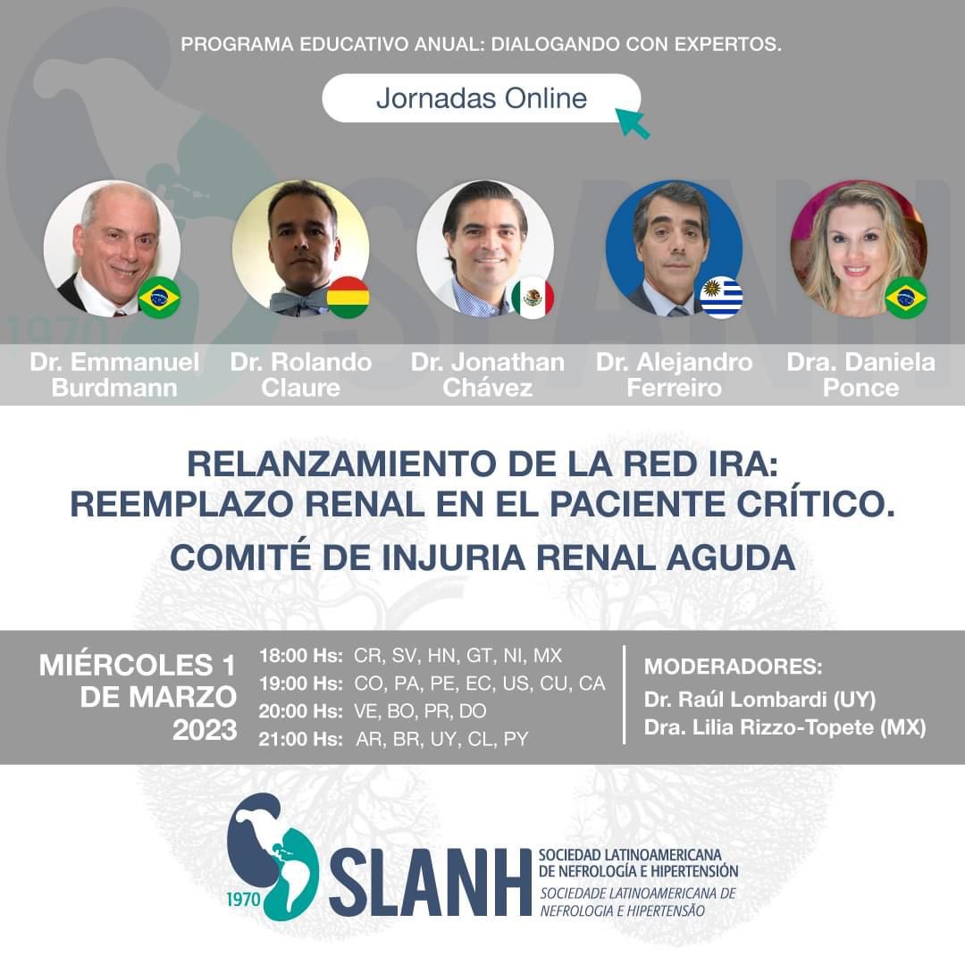 runningkidneys's tweet photo. Hoy acompáñenos al relanzamiento de la #RedIRA @SLANH_ #ComiteIRA donde hablaremos sobre #TRR en el paciente críticamente enfermo 😷 https://t.co/BcdIQZNG3d #SoySLANH https://t.co/o5omF2Y8rd
