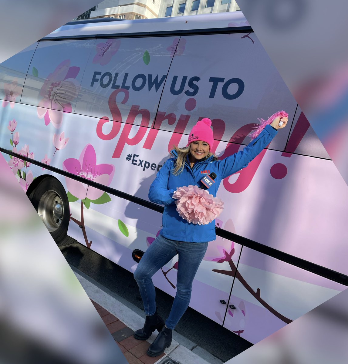 ClaireA_Wx's tweet image. Who’s ready for the DC Cherry Blossoms?! 🌸

The Cherry Blossom Bus Tour has made it’s way from Boston to The Tidal Basin, &amp;amp; this morning we find out when peak bloom is expected! @fox5dc 

#ExperienceDC #washingtondc #cherryblossom #spring