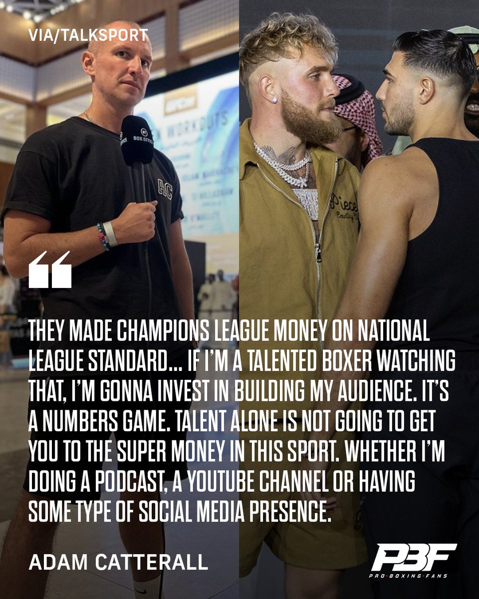 ProBoxingFans's tweet photo. 🗣️ "𝗧𝗛𝗘𝗬 𝗠𝗔𝗗𝗘 𝗖𝗛𝗔𝗠𝗣𝗜𝗢𝗡𝗦 𝗟𝗘𝗔𝗚𝗨𝗘 𝗠𝗢𝗡𝗘𝗬 𝗢𝗡 𝗡𝗔𝗧𝗜𝗢𝗡𝗔𝗟 𝗟𝗘𝗔𝗚𝗨𝗘 𝗦𝗧𝗔𝗡𝗗𝗔𝗥𝗗" 💰

🥊 @AdamCatterall believes elite boxers need to do more to increase their social media presence in the wake of #PaulFury 💬

#Boxing (via @talkSPORT) https://t.co/PqEzsWEPBB