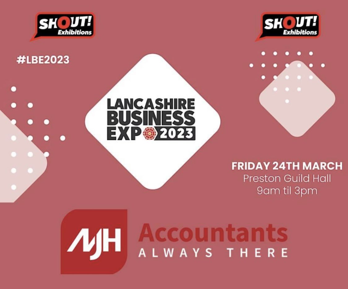 MJH_Accountants's tweet photo. 📅 A date for your calendar 📅

Lancashire Business Exhibition

Come along and see us at the Lancashire business expo on Friday 24th March 2023. A great chance to network, meet new people and businesses as well as find potential leads for your own business!

#LBE2023 https://t.co/bwPbaoyPtI
