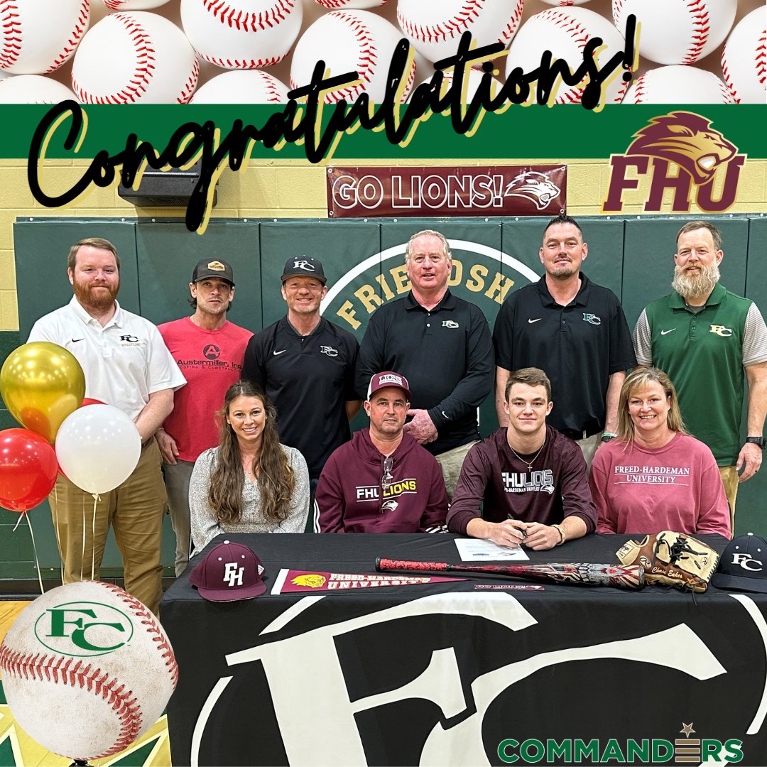 Friendship Christian (@fcscommanders) on Twitter photo Congratulations to FCS senior <a href="/EakesChase/">Chase Eakes</a> for signing to continue his baseball and academic careers at Freed-Hardeman University! Good luck Chase – we are so proud of you! Congratulations to FCS senior <a href="/EakesChase/">Chase Eakes</a> for signing to continue his baseball and academic careers at Freed-Hardeman University! Good luck Chase – we are so proud of you!