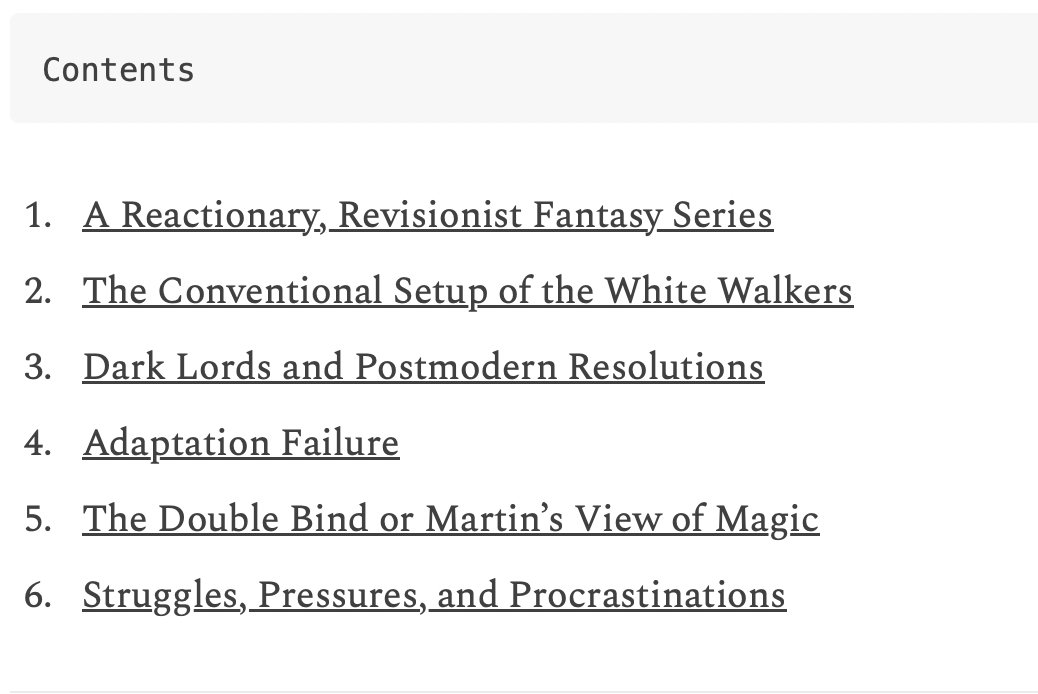 mls532's tweet image. I wrote about why I believe #WindsofWinter is really taking so long: Martin has to begin dealing with the White Walker story arc, and it's clashing with his approach to writing MAGIC. (1) #GameofThrones #gameofthronesfans #asoiaffans  #ASOIAF