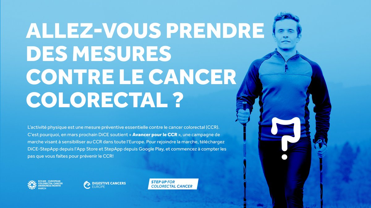 reseauKcolorect's tweet image. #ECCAM2023. C&apos;est le moment de faire un pas en avant contre le Cancer Colorectal #StepUpforCRC ! 
Nous pouvons lutter contre le CCR en adoptant un mode de vie plus sain. 
Téléchargez notre application dès maintenant et marchons ensemble ! 
ℹ️ eccam2023.digestivecancers.eu/fr/