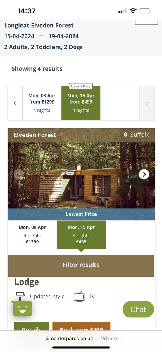 laul_allington's tweet photo. @CenterParcsUK the following week after Easter halfterm 2024 is £800 cheaper!!  What a rip off…. 😤 https://t.co/GniPWwQMxe